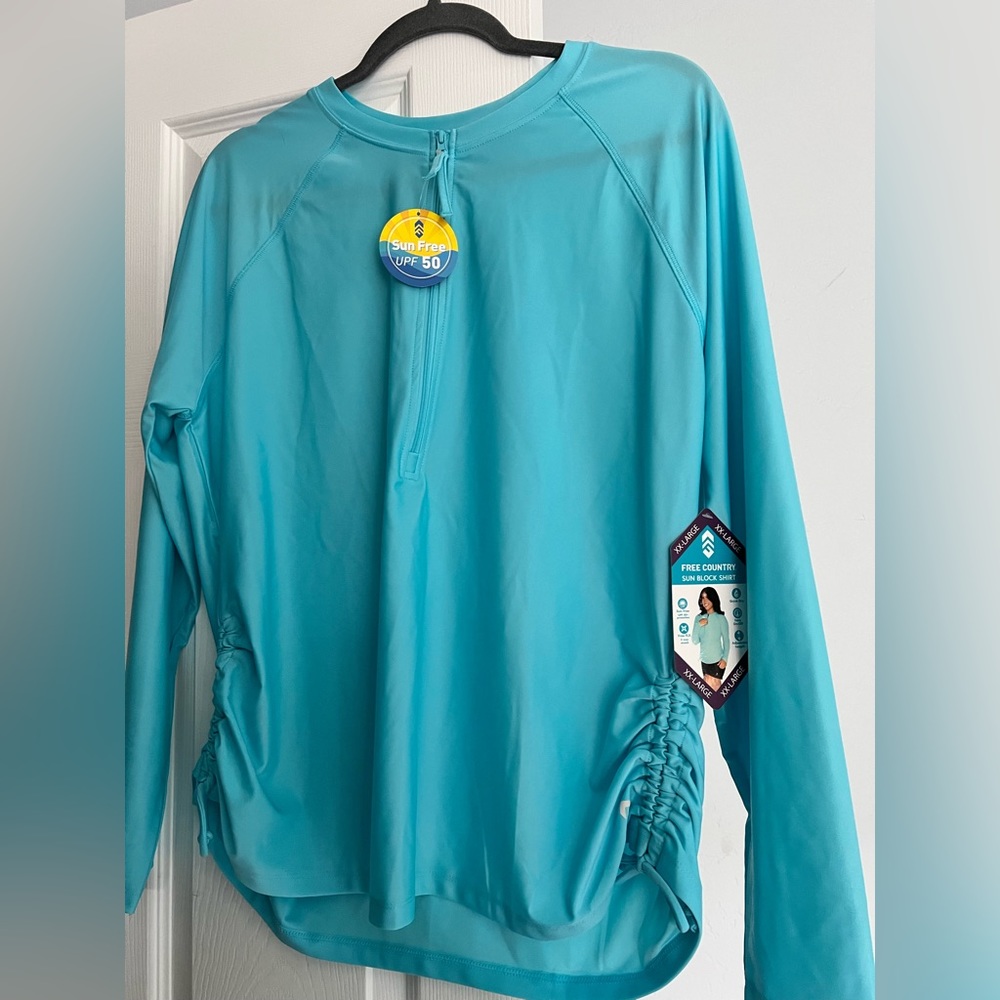 Aqua Free Country XXL Long Sleeve Sun Guard Zip Front SPF 50 Shirt